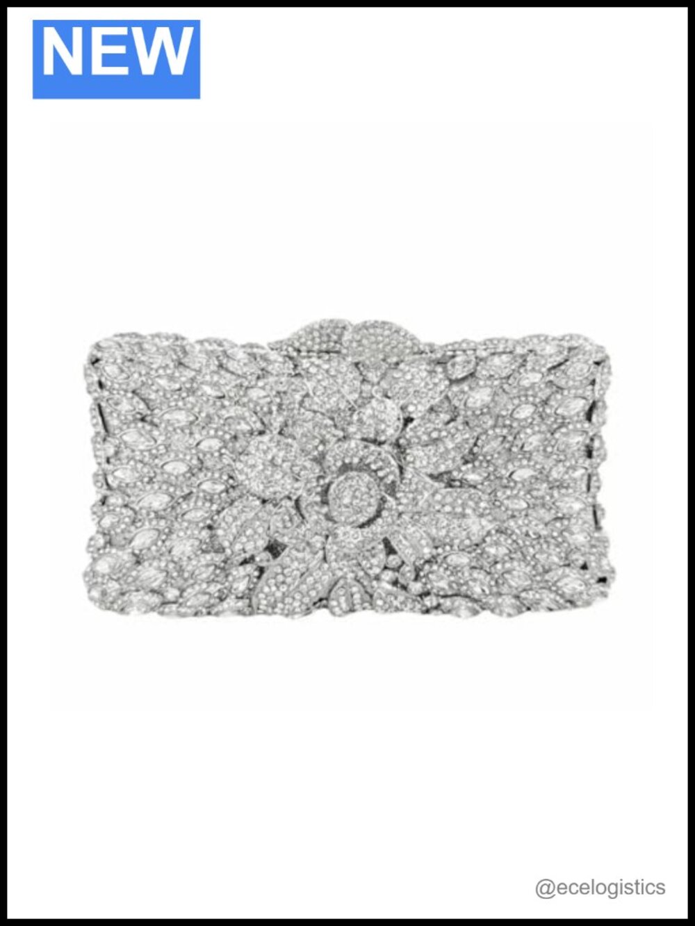 Evening Clutch Floral Rhinestone Wedding Purse Dinner Bag with Chain